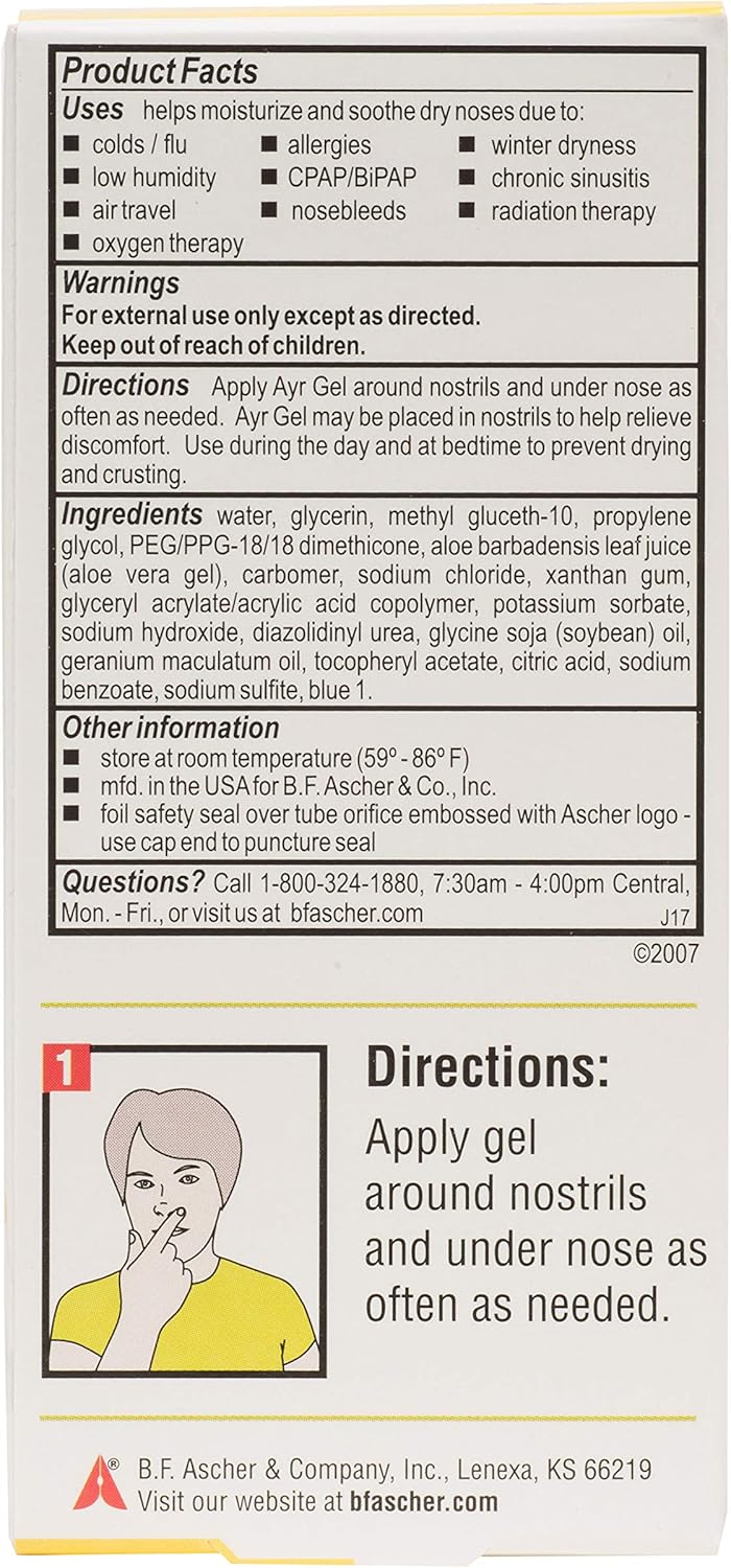 Ayr Saline Nasal Gel, With Soothing Aloe, 0.5 Ounce Tube: Health & Personal Care