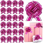 24 Pcs Rose Pink Gift Warpping Bow Pull Bows Christmas Warp Bow Party Birthday Wedding Matte Bows for Present Boxes Flower Decorations Valentine's Day (Rose Pink-CC)