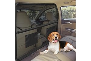 Tuenort Dog Car Barrier for SUVs,Trunks and Cargo Area, Universal-Fit Pet Divider Gate, 50Inch Wide Pet Barrier with See Thro