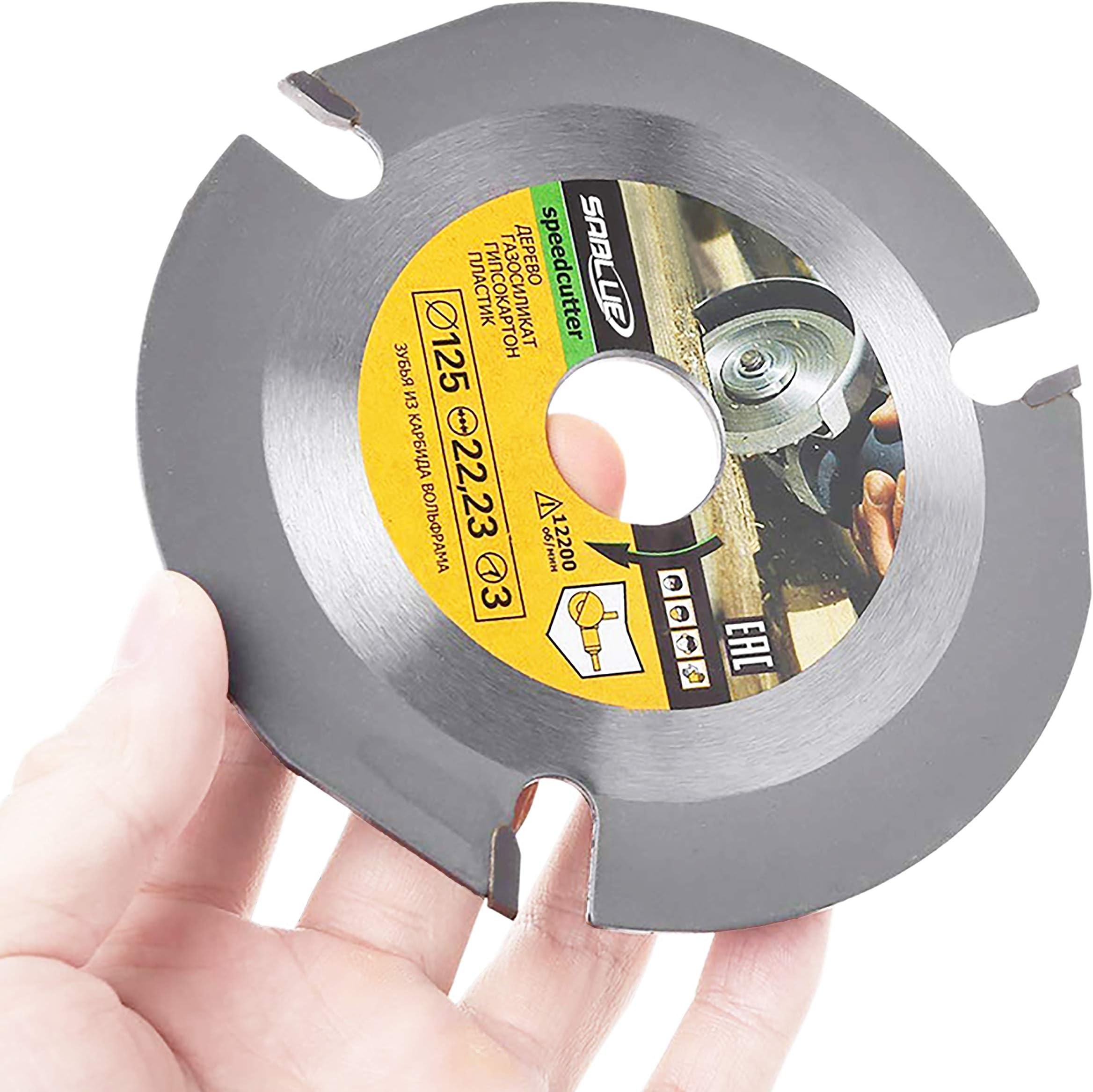 SABLUE 5 Inch/ 125mm Woodworking Blade for Angle Grinder, Disc for Wood Carving, Cutting, Shaping, Woodworking Cutting Saw Blade with 3 Teeth 7/8'' Arbor Angle Grinding Tool