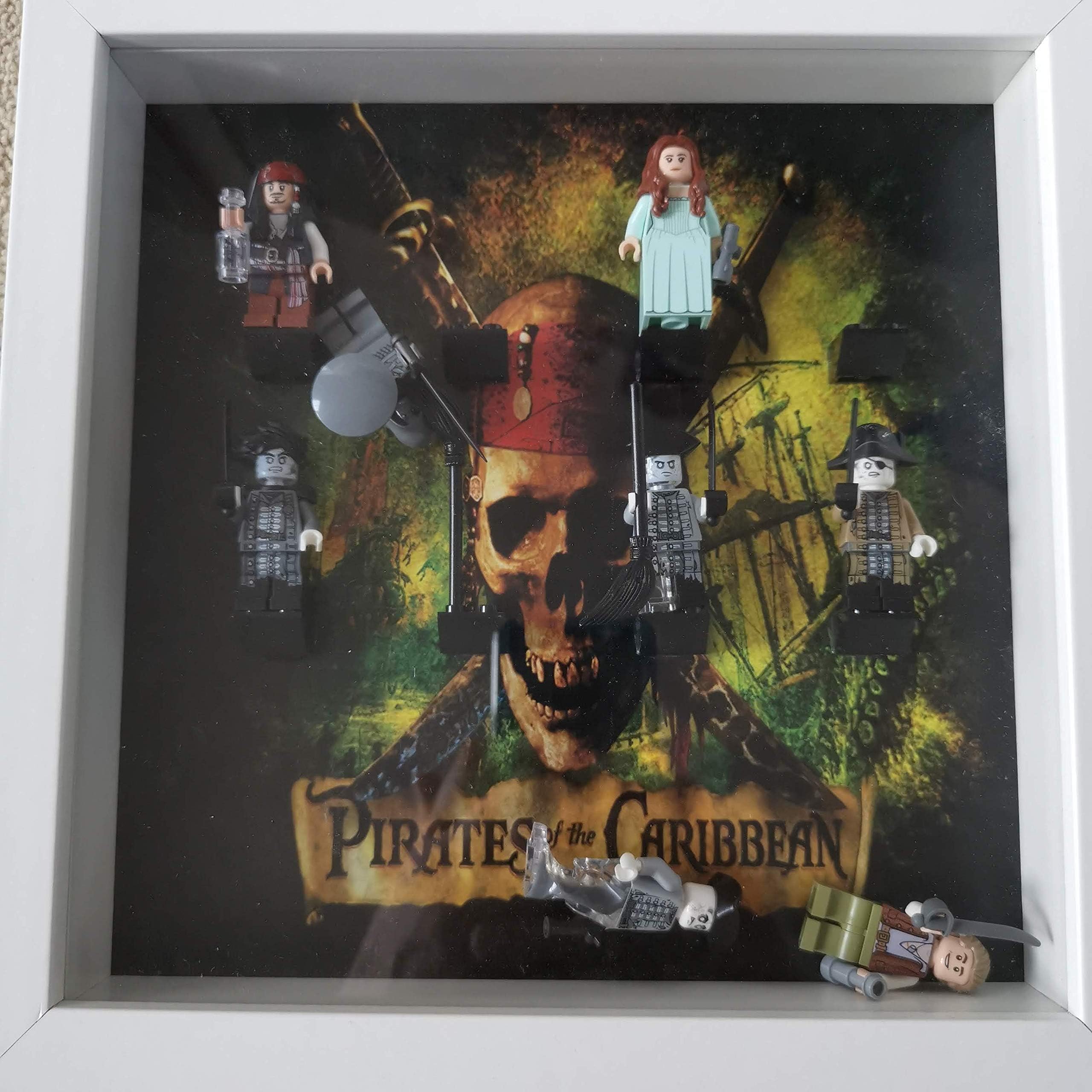 Frame Containing Genuine LEGO Pirates of the Caribbean Minifigures