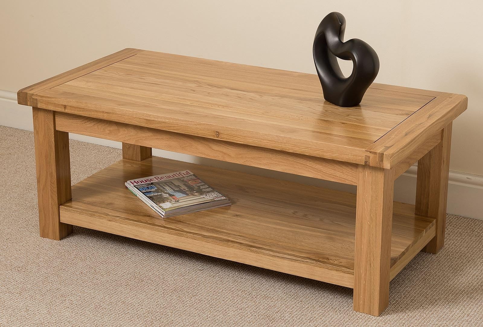 Cottage Solid Oak Coffee Table, 120 x 48 x 60 cm