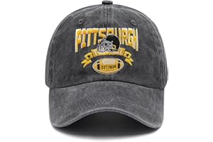 MRSAHLV Embroidered City Vintage Washed Denim Football Hats for Men Women, Unisex Adjustable Cotton Fans Baseball Cap