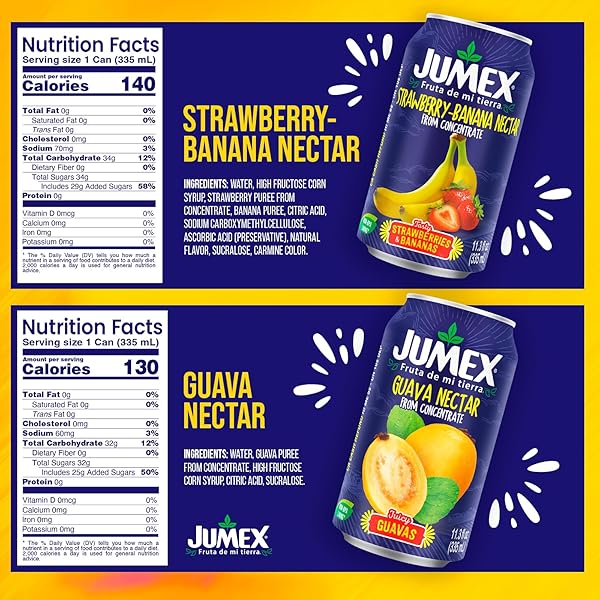 JUMEX STRAWBERRY BANANA & GUAVA JUICE NECTAR – MADE WITH FRESH FRUIT PUREE – TROPICAL FRUIT JUICE CONCENTRATE FOR SMOOTHIE MIX, COCKTAIL MIXERS, KIDS DRINKS & BEVERAGES – 11.3OZ, 12 PACK CANNED DRINKS