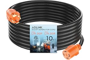 AOLINK 30 Amp Generator Extension Cord 10 Feet, NEMA L14-30P/L14-30R, 4-Prong Locking, Heavy Duty Power Cord, Orange