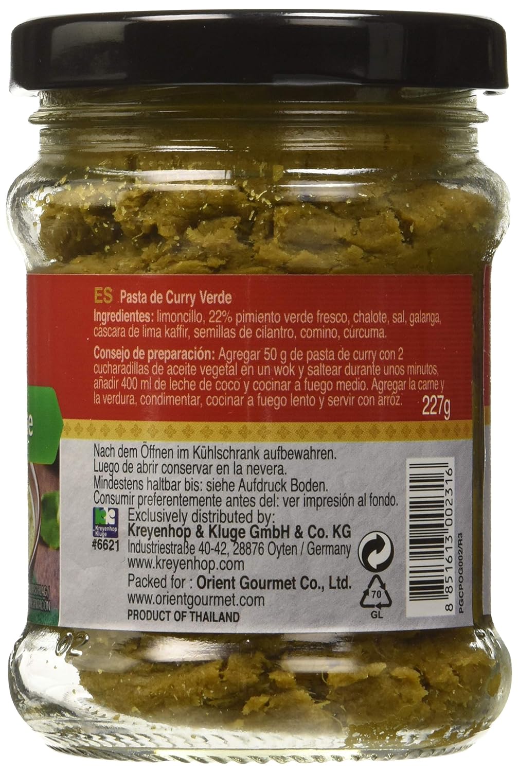 Orient Gourmet, Salsa de curry (Verde) - 12 de 227 gr. (Total 2724 ...