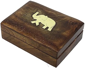 Wooden Playing Card Holder 1 Deck Case for Playing or Poker Cards Brown Decorative Carved Storage Box The Mind Challenge