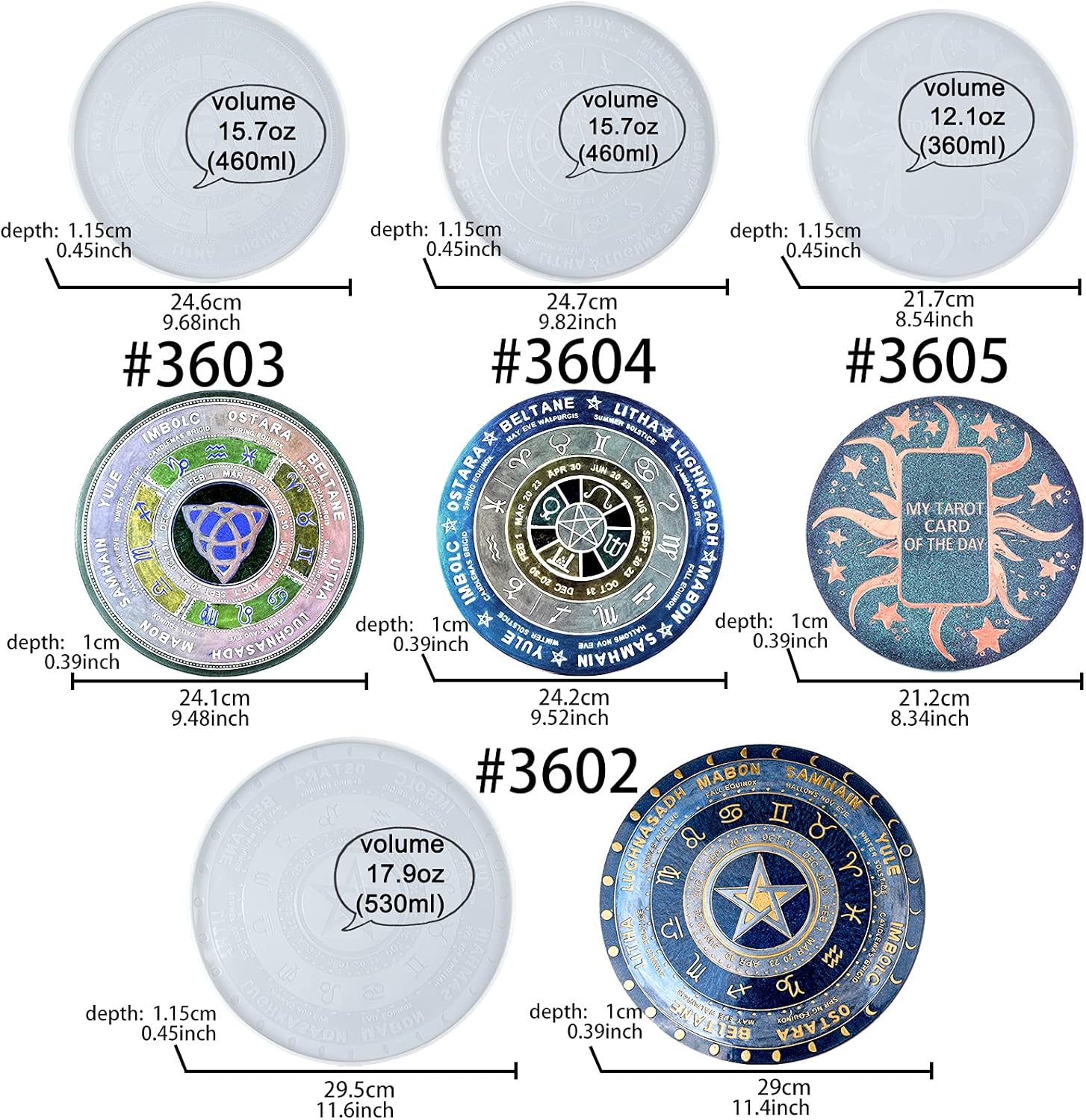 Craft Supplies Tools Molds 6 Inch Round Ouija Board Pendulum Spirit Witch Mystic Silicone Mold Resin Craft Casting Wall Hanging Decorative Constellation