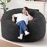 HABUTWAY 6FT Bean Bag Chair,Giant Bean Bag Chairs for Adults,Big Bean Bags with Memory Foam Filled, Large Beanbag Chairs with Chevron Plush Cover-Black