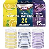 15Ct Aromative Toilet Brush Refills, Toilet Bowl Cleaner Refills（Patented） | Double-Layer Cleaning Pads Added, Disposable Refill Heads for Toilet Bowl Cleaner Wands, 3 Scents: LEM、BO、LAV （Patented）