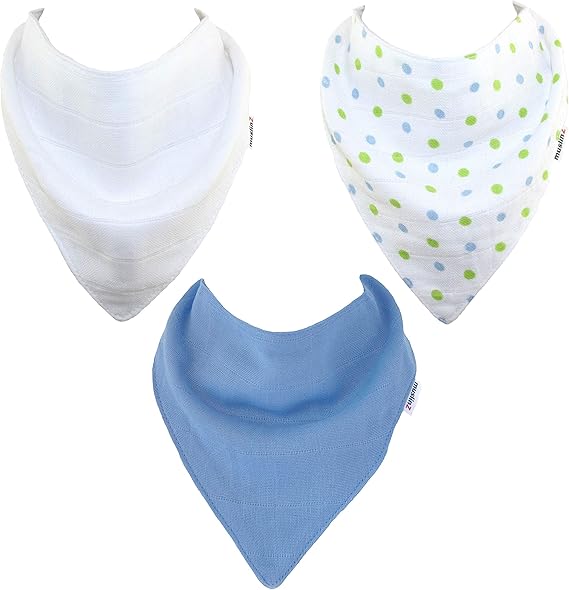 MuslinZ Baby Boys Muslin Dribble Bibs. 2 Layer Muslin 100 Cotton