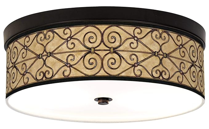 Trellis Hearts Giclee Bronze Cfl Ceiling Light Giclee Gallery