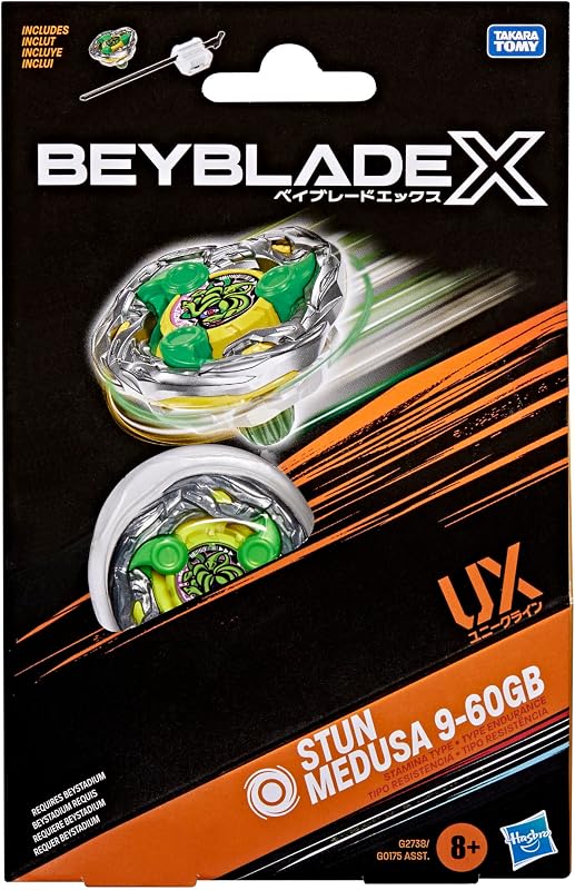 Beyblade X, Stun Medusa 9-60GB UX, Kit de Início com Tampa e Lançador Tipo Resistência Takara Tomy, Conjunto de Topos de Batalha, desde os 8 anos — foto 3 de 6