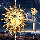 Yonxuleo Sun Solar Wind Chimes for Outside Lights Prefert Gifts for Mom Wife Unique Crackle Glass LED Warm Light Outdoor Hanging Decor Windchimes for Garden Yard Patio Christmas Birthday Mothers Day