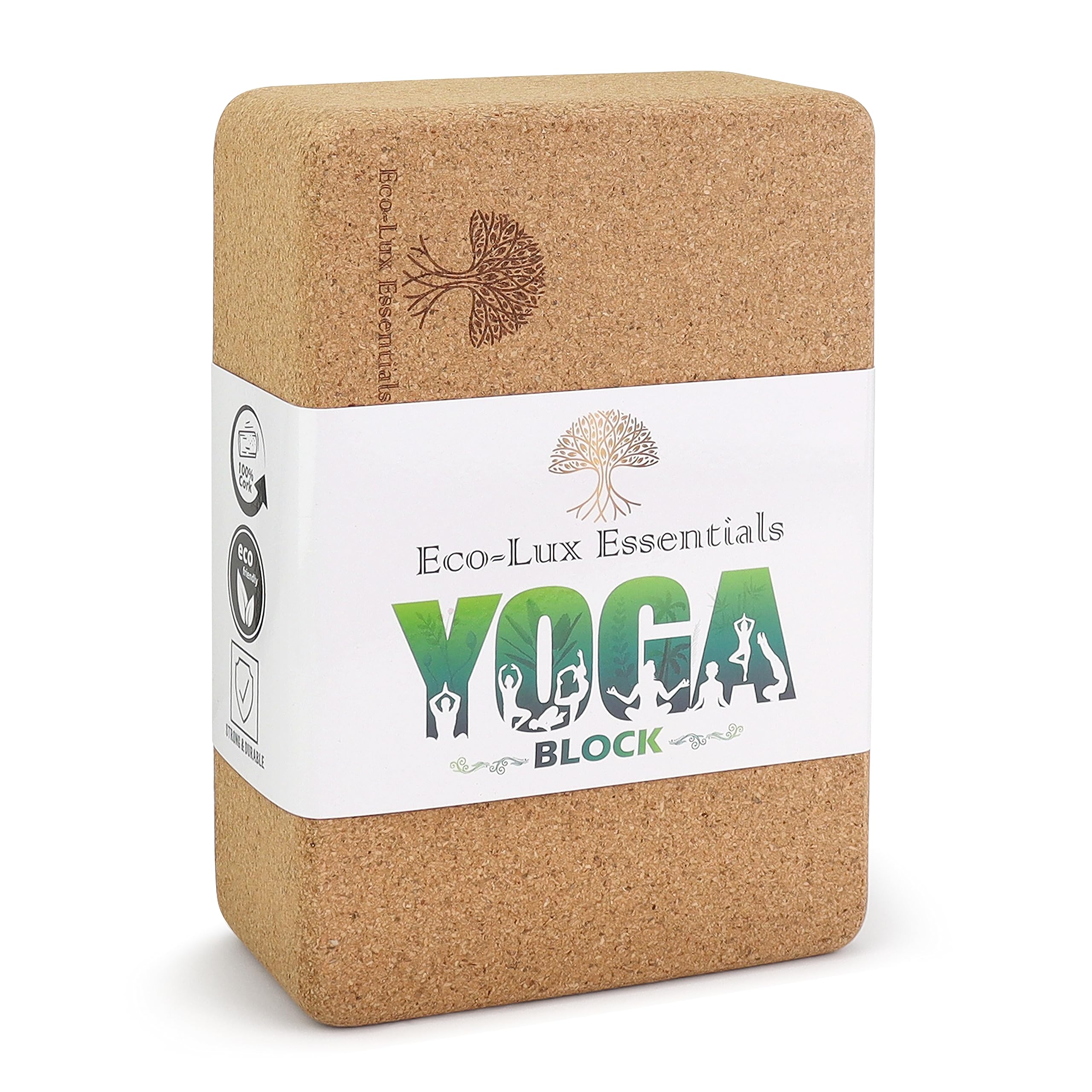 Cork Yoga Block – Sustainable Cork with Non-Slip Surface, Sustainable Exercise Accessory for Yoga, Pilates and General Fitness