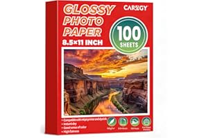 CAREGY 100 Sheets Single Sided Glossy Photo Paper for Inkjet， 8.5x11 Inches，180GSM Printer Picture for Inkjet Printer with Dy