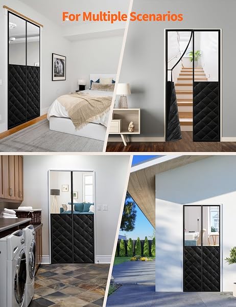 MAGNETIC THERMAL INSULATED DOOR CURTAIN FOR 48″X 80″ DOORS, VISIBLE DOOR COVER FOR HEAT INSULATION, MAGNETIC CLOSURE THICK BLANKET FOR DOORWAY TO KEEP WARM IN WINTER COOL IN SUMMER