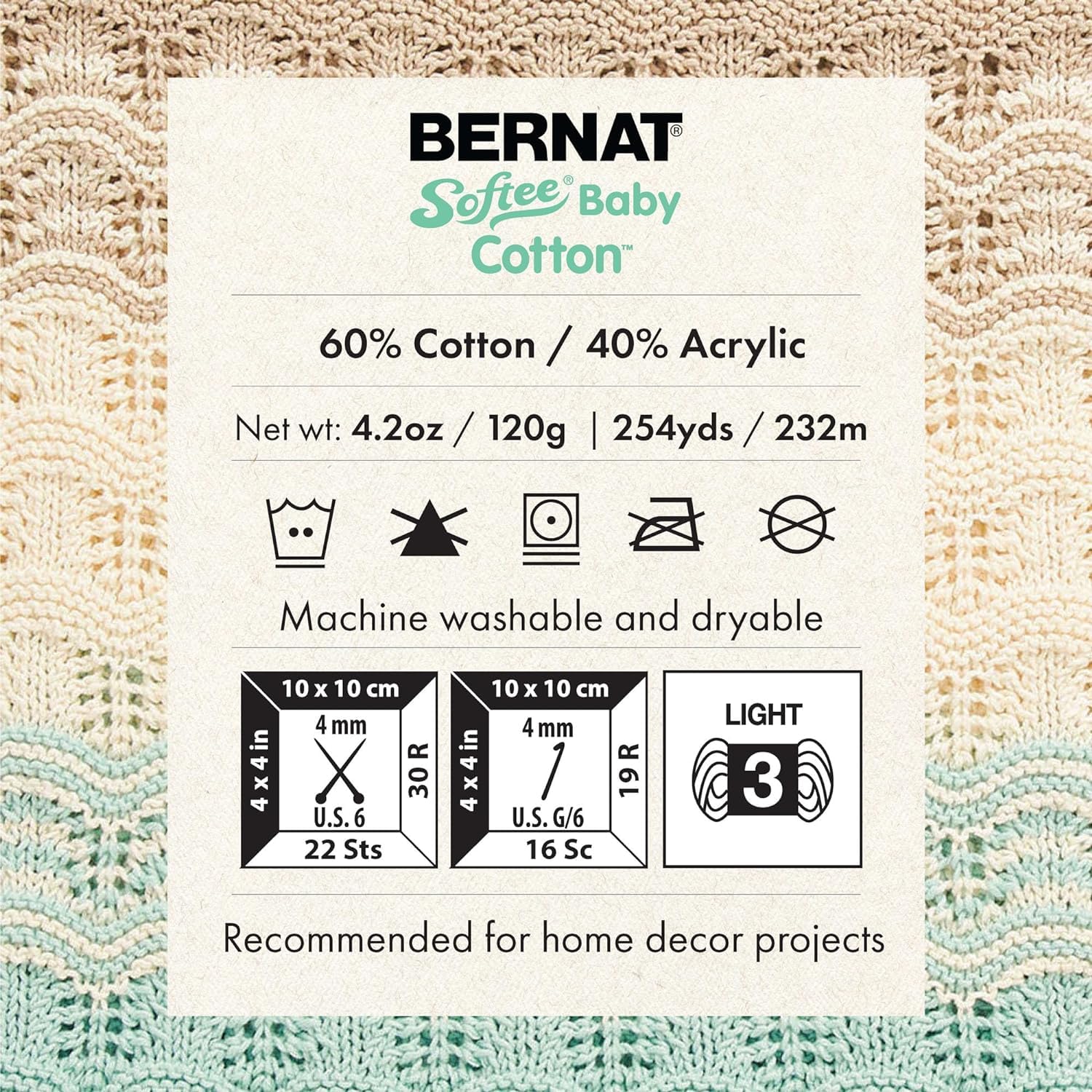 Bernat Softee Baby Cotton YARN, Aqua Mist