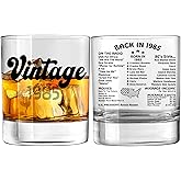 Vintage 1985 Glass - 40th Birthday Gifts for Men and Women - Scratch Resistant, Dishwasher Safe 40 Birthday Gift for Beer Drinkers and Bourbon Enthusiasts - Printed in the USA (Whiskey Glass)