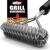 GRILLART Grill Brush [Helix + Wire] Combined BBQ Brush - Safe & Efficient Grill Cleaning Brush- 18" Grill Cleaner Brush for G