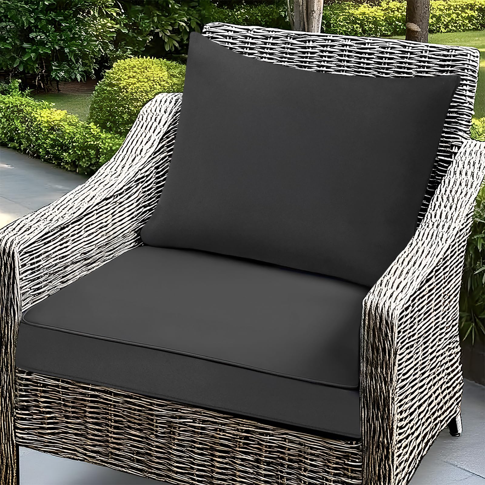 Photo 1 of Fabuday Outdoor Chair Cushions Set - 22 x 22 Inch Waterproof & Fade Resistant Patio Furniture with Removable Cover Deep Seat & Back Pillow with Ties Replacement for Sunbrella Outside Sofa Couch Gray