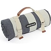G GOOD GAIN Waterproof Picnic Blanket Portable with Carry Strap for Beach Mat or Family Outdoor Camping Party, Park Blanket for Grass Park, Hiking, Travel, Concerts (Denim Blue)
