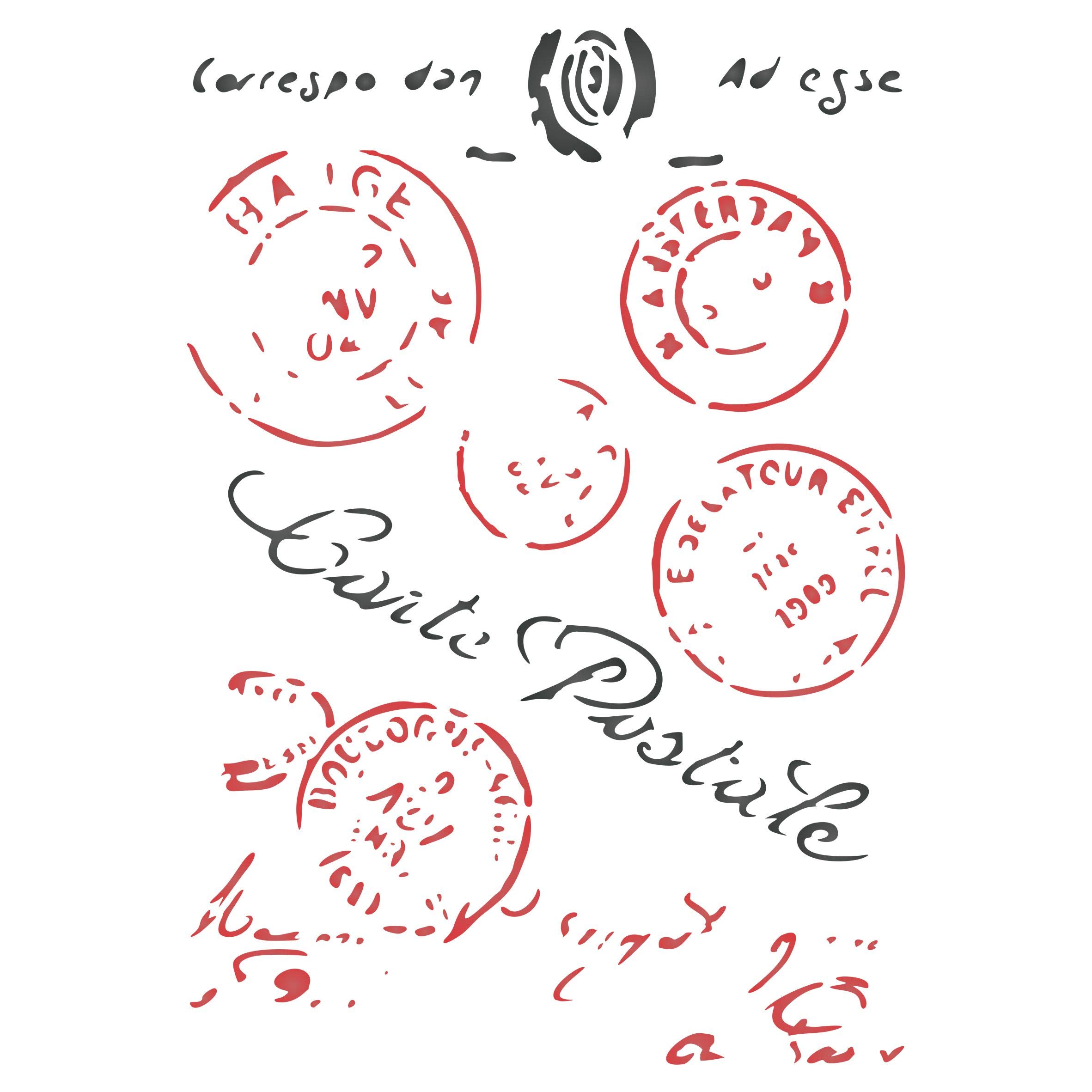 Postmark Layering Stencil, 11.43 x 16.51 cm - Stencil Company Original Postal Stencil Mask use to Add Texture, Design and Accents to Mixed Media Backgrounds