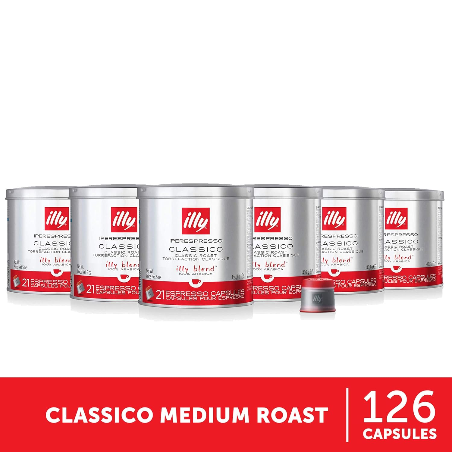 illy Coffee, iperEspresso Capsule, Medium Roast Espresso Pods, Compatible with illy iperEspresso Machines, 21 Count (Pack of 6) (Packaging may Vary)