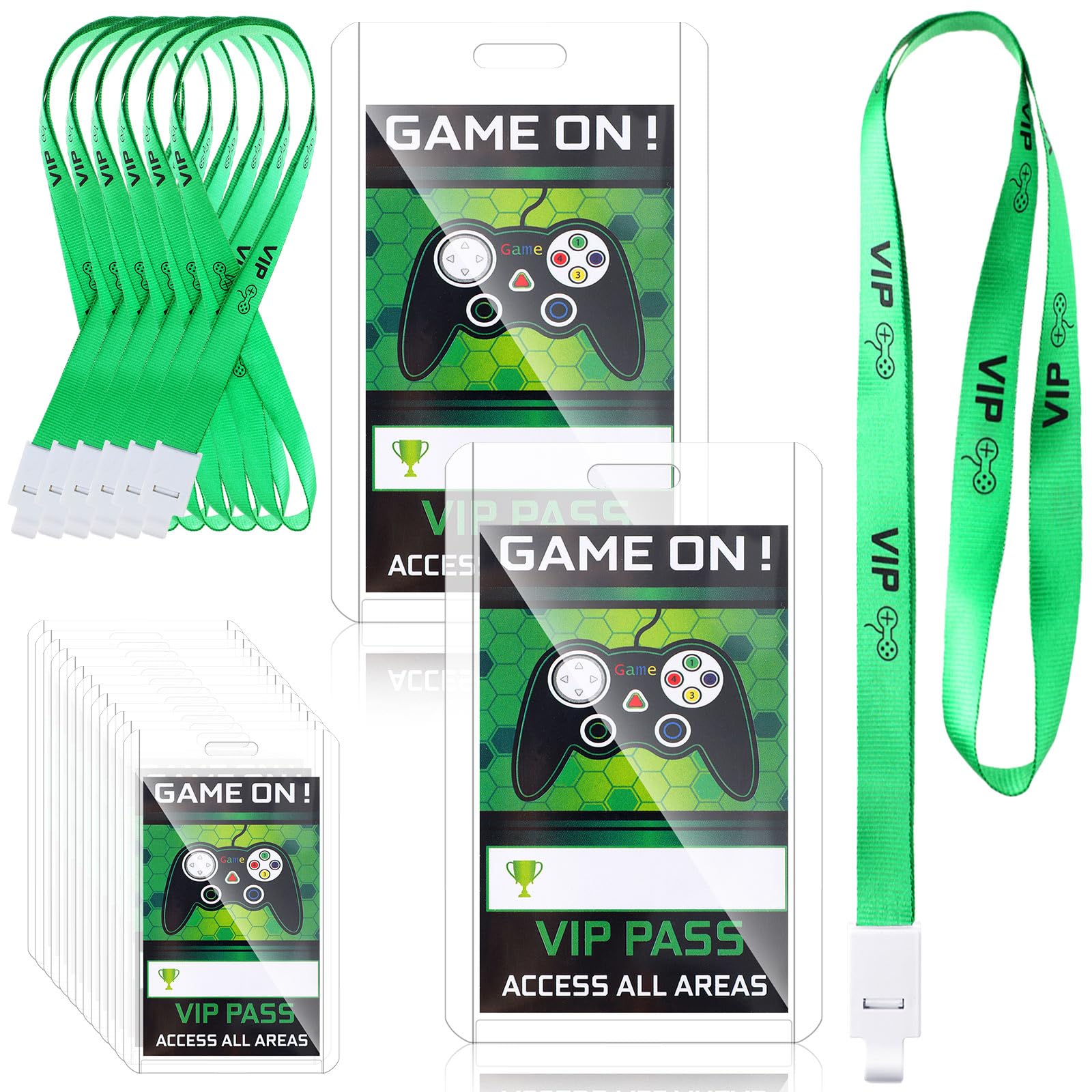 Photo 1 of Tenceur 50 Pcs Video Game Party Favors VIP Lanyards Video Game ID Badge Holder VIP Pass Holder Tickets Invitation Party VIP Pass Lanyards for school Birthday
