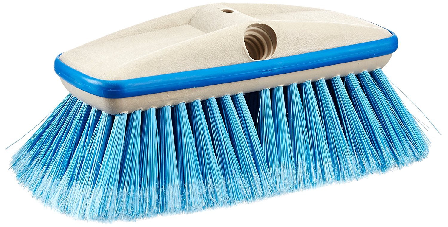 STAR BRITE Premium Medium Wash 8" Brush Head W/Bumper - Dual Connections Fit Either Standard 3/4" Threaded Poles or Extend-A-Brush Handles (Medium) (Blue)