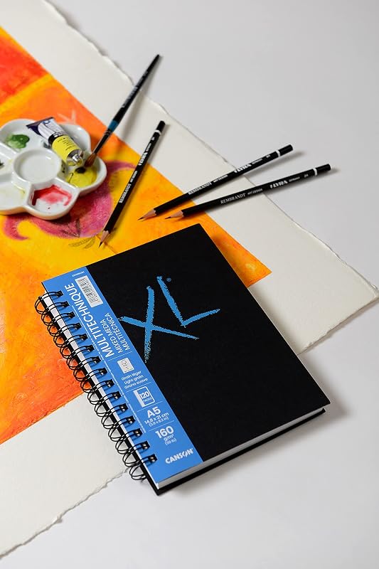 XL Art Book, Papel Multitécnica, Grano Suave, 160gsm, Cuaderno Espiral, A5-14,8x21cm, Blanco, 60 hojas — foto 3 de 8