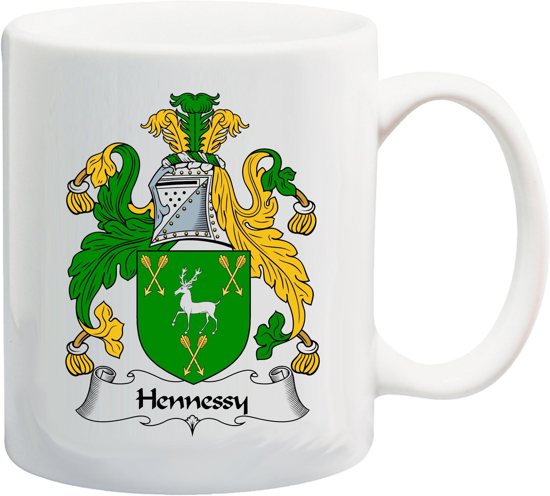 Hennessy Coat of Arms/Hennessy Family Crest 11 Oz Ceramic Coffee/Cocoa Mug by Carpe Diem Designs, Made in the U.S.A.