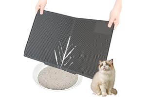 MXIIXM Cat Litter Mat, Silicone Kitty Litter Mat Waterproof Litter Catcher Mat, Litter Box Mat, Cat Litter Trapper for Floor, Anti-Slip and Easy to Clean (Grey)