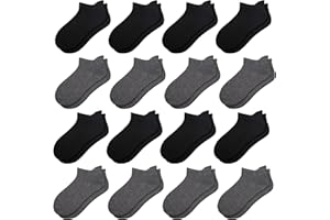 Comfoex 16 Pairs Boys Girls Socks Ankle Low Cut Athletic Cushioned Socks For Kids 4-6 6-8 8-10 Years Old