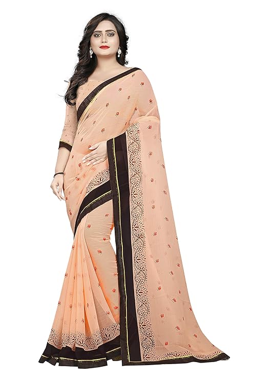 Women's Chiffon Printed Saree With Blouse piece