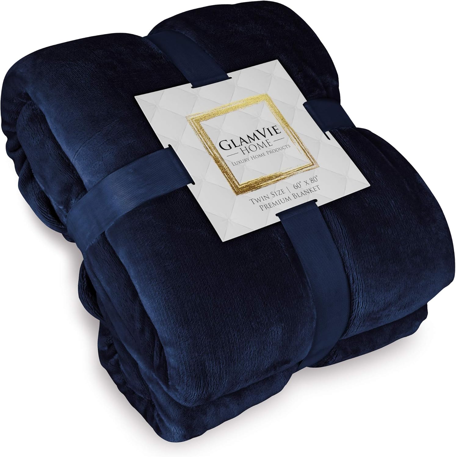 Glamvie Home Soft Reversible Sherpa Twin Size Blanket- Warm, Ultra-Plush, Dual-Sided Sherpa and Fleece Cover for Full or Twin Bed or Couch- Fluffy, Luxurious Faux-Sheepskin (60” x 80”) (Midnight Navy): Home & Kitchen