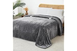 JKMAX Electric Heated Blanket - Queen Size 84"x90" with 10 Heating Levels, 8 Hours Auto Off, Fast Heating - Ultra Soft, Overheat Protection, ETL Certified, Grey