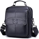 STEELLION Men's Leather Crossbody Bag, Large Capacity Shoulder Bag | Cowhide,Detachable Adjustable Strap,Zip Closure, Top Handle,2 Pen Slots, Business,Commute, Travel
