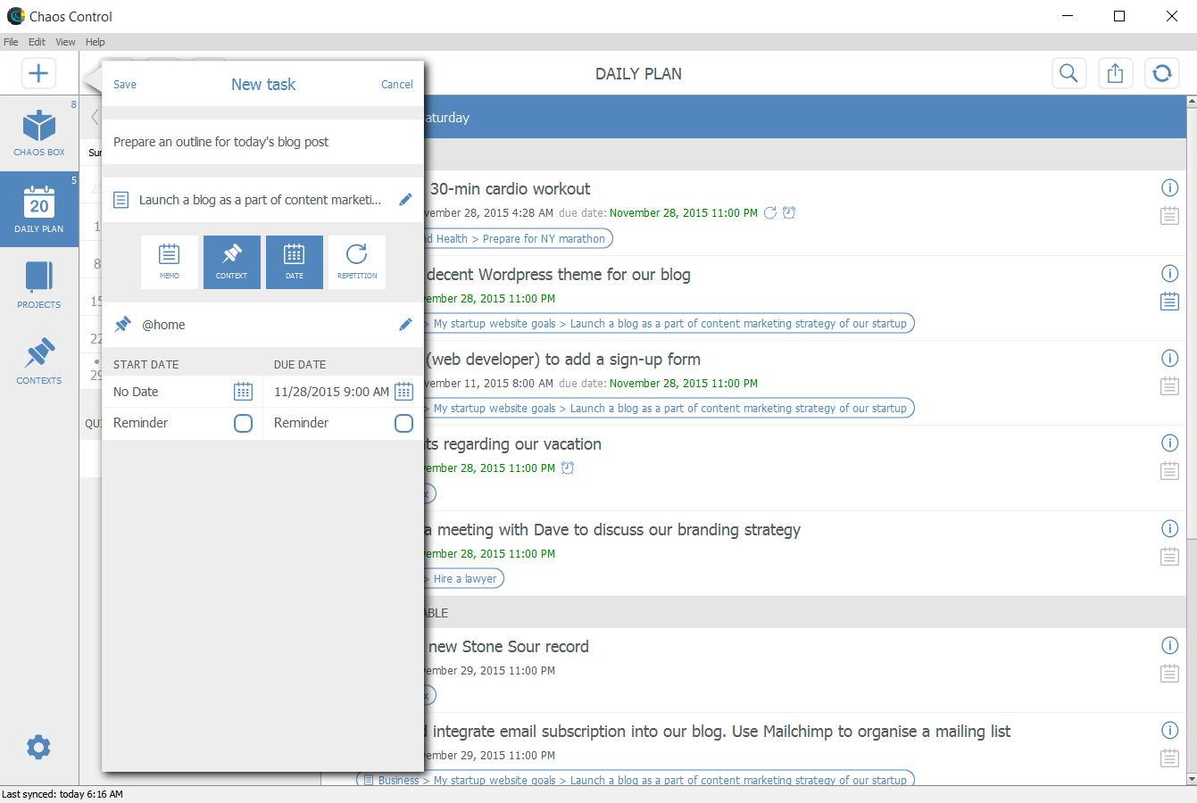 Chaos Control - personal organizer based on GTD [Download] - Thumbnail 6