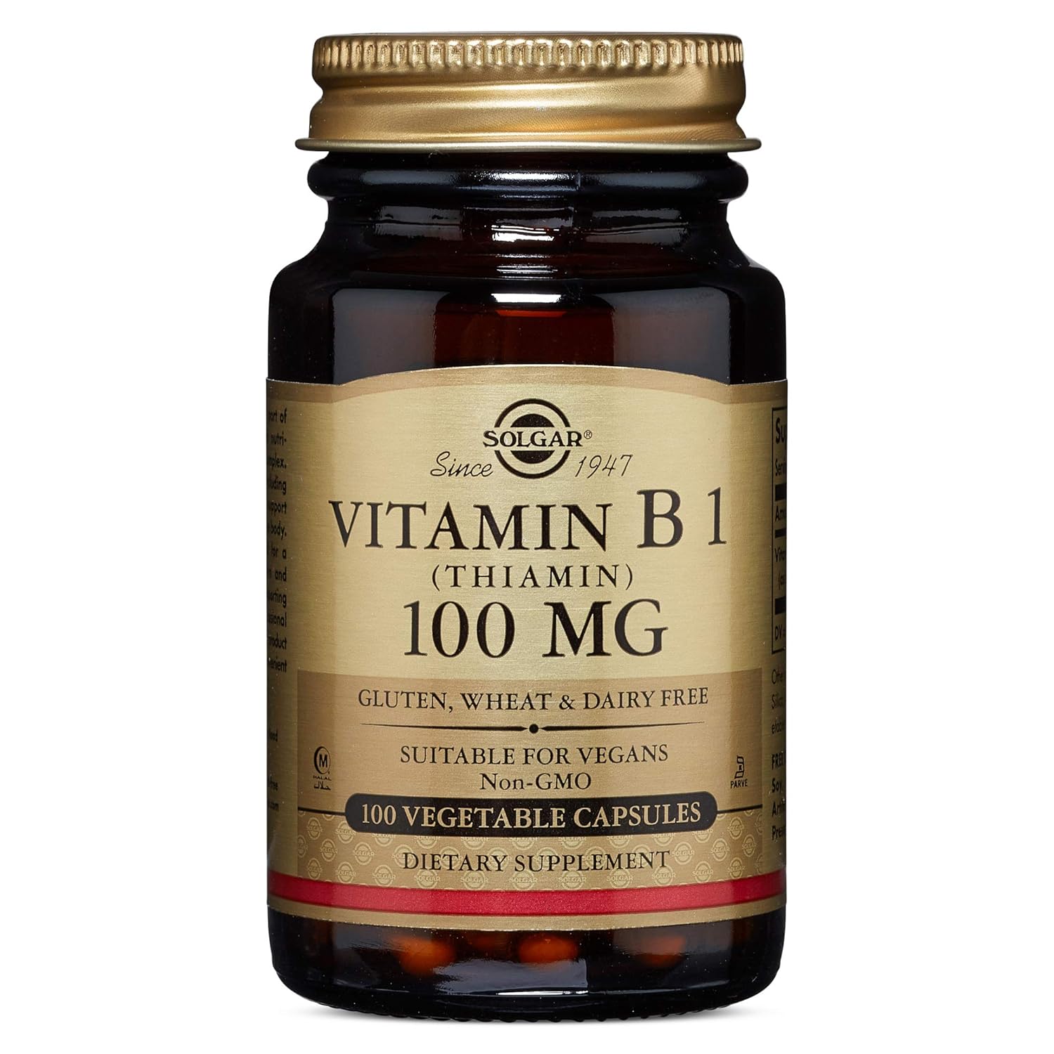Solgar – Vitamin B1 (Thiamin) 100 mg, 100 Vegetable Capsules ...