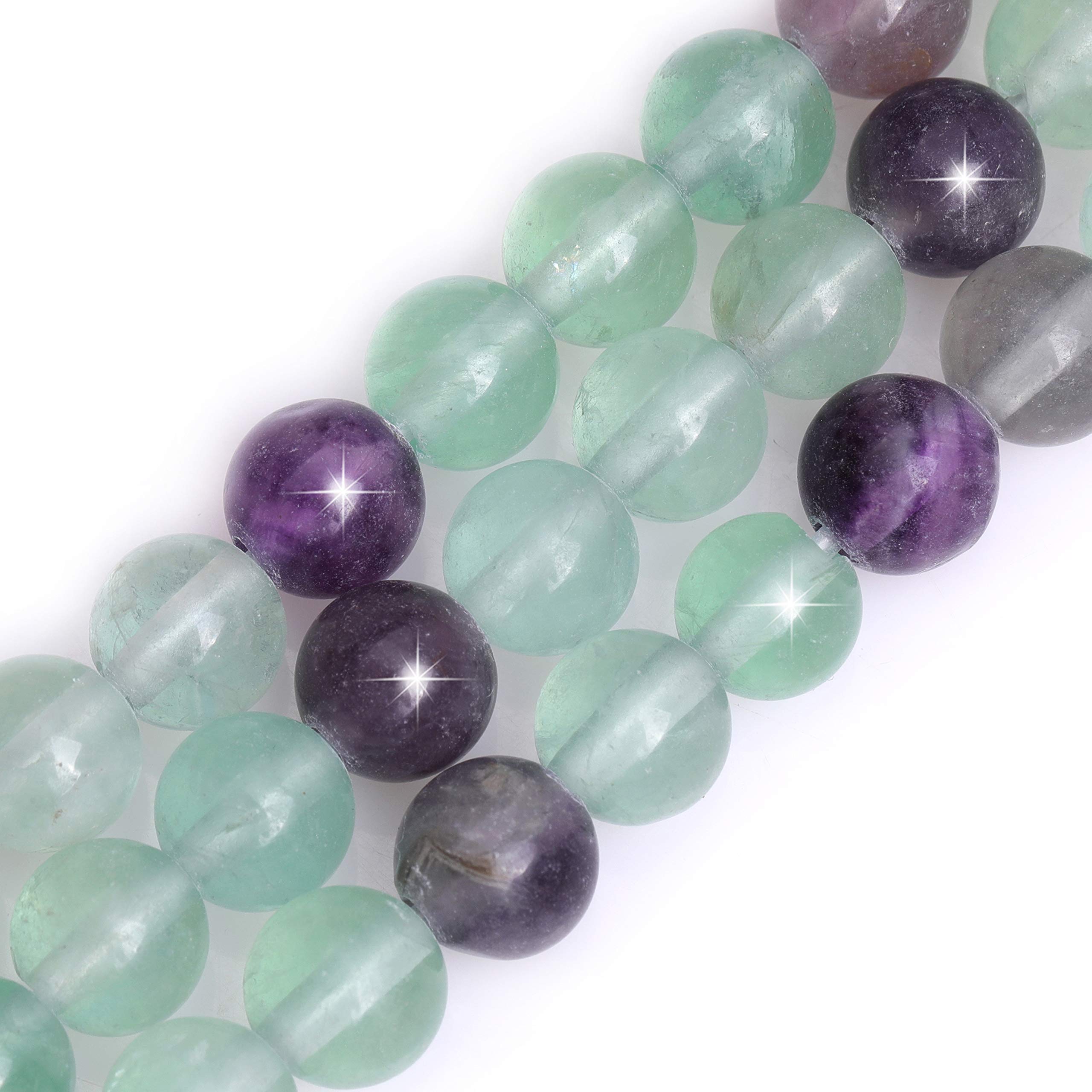 Natural Fluorite Quartz Crystal Gemstone Semi Precious Round 10mm Loose Beads for Jewellery Making DIY Bracelet Necklace Crafts 15''