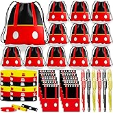 WLBBLQDIE Cartoon Mouse Party Favors, Anime Themed Birthday Party Supplies & Goodie Bags for Kids, Include Drawstring Bags Notebook Silicone Bracelet Highlighter for Gifts Fillers