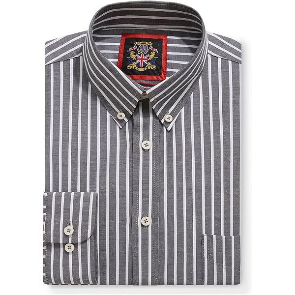 Mens Oxford Striped Shirt,Button Down Collar,Business Formal Work