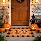 Halloween Decor Layered Front Doormat Set, Boo! Natural Coco Coir Door Mat + 28