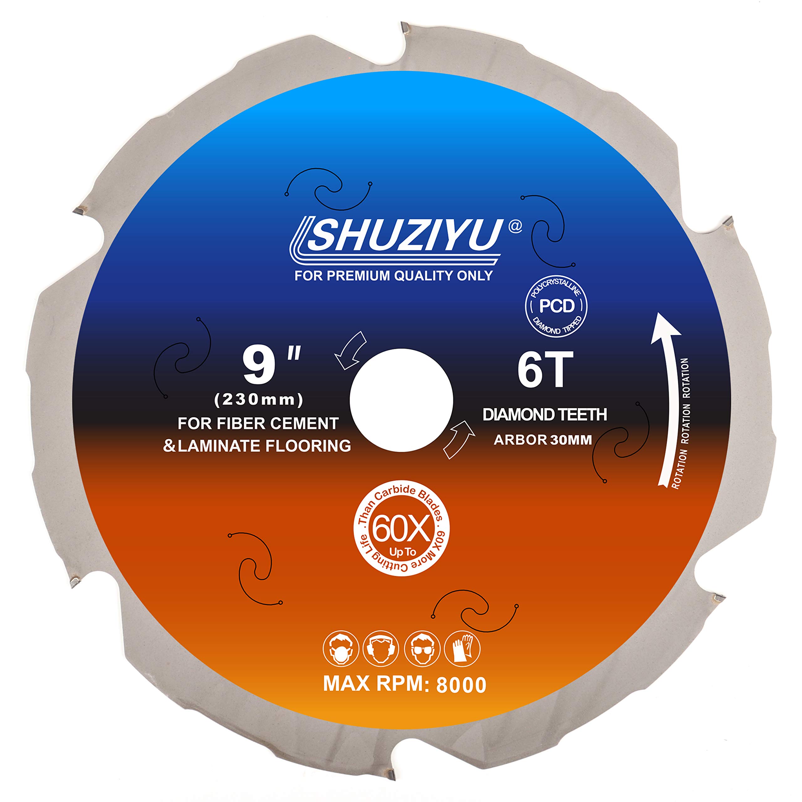 LSHUZIYU 230mm-6PCD, Centre hole 30mm, Polycrystalline Diamond Tipped 6 PCD, Hardie blade, Fiber Cement Board Circular Saw Blade
