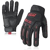 HANDLANDY Anti Vibration Gloves, SBR Padding, TPR Protector, Mechanic Work Gloves (Large, Black)