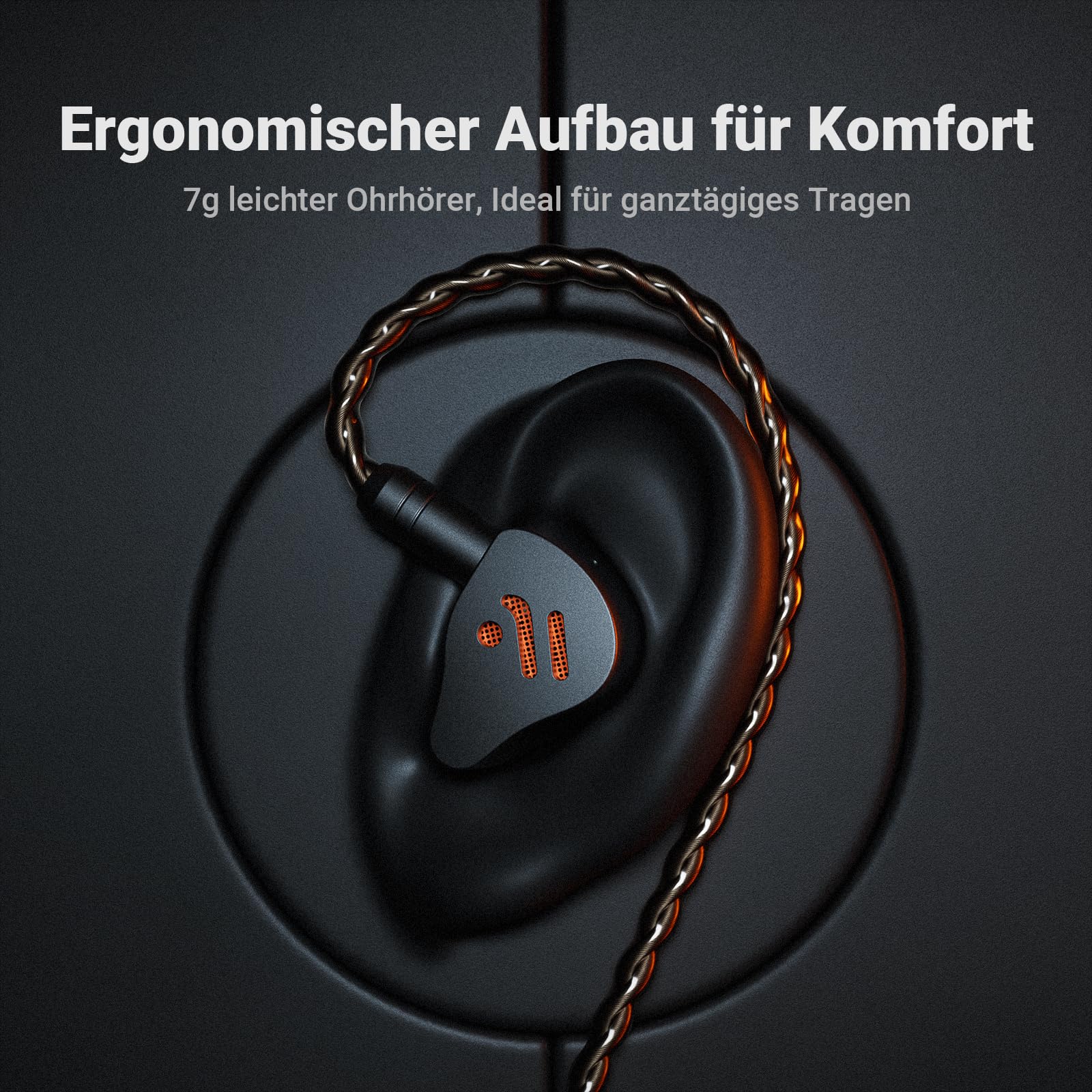 Fosi Audio IM4 Offene Hi-Fi-In-Ear-Monitor-Kopfhörer, 10-mm-Beryllium-Treiber, N52-Doppelmagnet und Doppelkammer, abnehmbares 2-Pin-Kabel 3,5/4,4 mm symmetrisch, individuelle Abstimmung, Schwarz 4