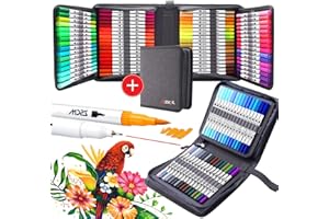 ZSCM QUALITY DECIDES THE FUTURE 100 Colors Duo Tip Brush Markers Pens, ZSCM Colored Pens Watercolor Art Markers Fineliner Calligraphy Pens, for Adults Coloring Books, Christmas Gifts, Drawing Sketching Journaling