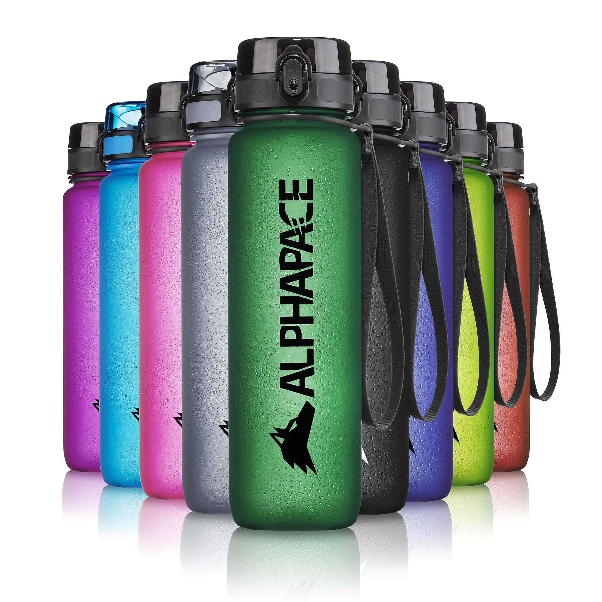 ALPHAPACE Water Bottle, Leak Proof 350ml Drinks Bottle, BPA Free Bottle for Sports, Cycling & Outdoor Activities, Sports Bottle with Fruit Infuser, Dark Green — image 1