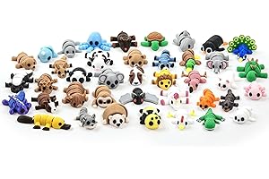 VABAO 40 PCS 3D Printed Animal Figurines, Articulated Animal Figurines, Fidget Toys, Flexible Car Decor, Party Favor, Gifts for Girls and Boys, Office Desk Pets, Birthday Gifts